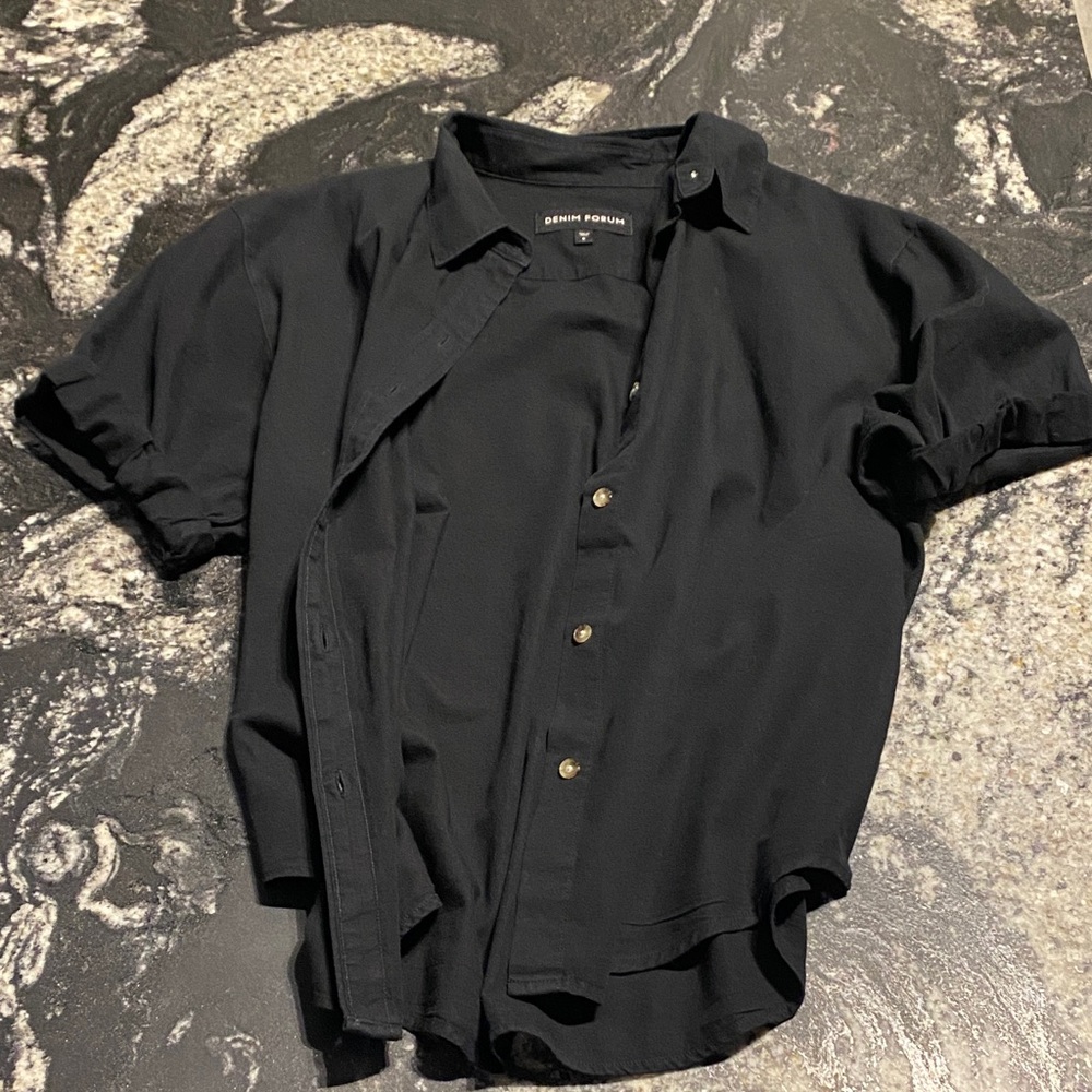 Denim Forum Black Button Down Shirt